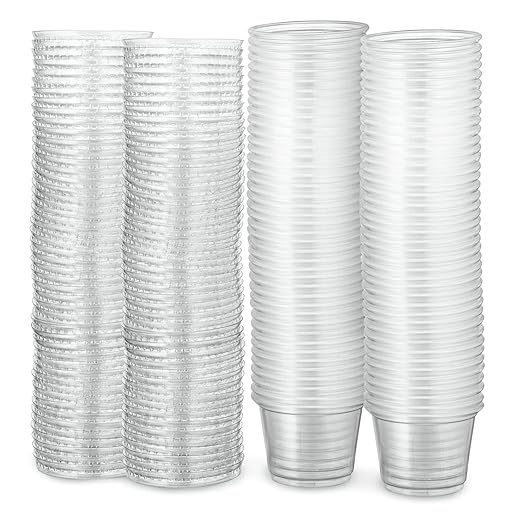 Clear Disposable Plastic Portion Cups With Lids (200 Sets - 1 Oz) - Disposable Condiment Cups, Sauce/Dip/Dressing Cups, Souffle Cups & Jello Shot Cups With Lids | Great Sampling Container
