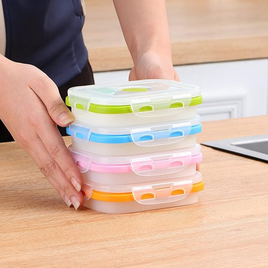 Collapsible Silicone Food Storage Containers, BPA Free, Microwave, Freezer and Dishwasher Safe, Lunch, Meal Prep, Travel, Space-Saving