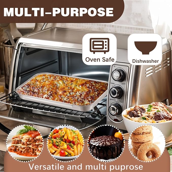 3 Pcs Breading Trays Set, Large Breading Pans, Stainless Steel Breading Set for Marinating Meat, Chicken, Fish, Food Prep Trays, Coating Trays Can Be Used to Baking Cake, Oven Safe