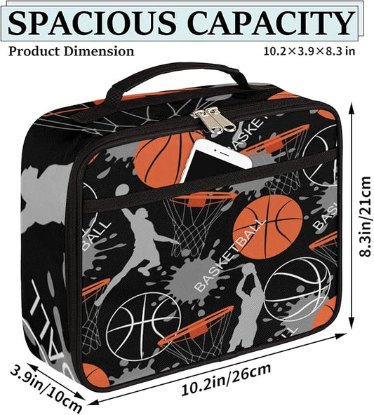 Basketball Slam Duck Insulated Lunch Box for Boys Girls Adult, Reusable Back to School Lunch Bag, Leakproof Meal Prep Tote Kit Cooler Bag Lunch Tote Bag for Work Beach Outdoor