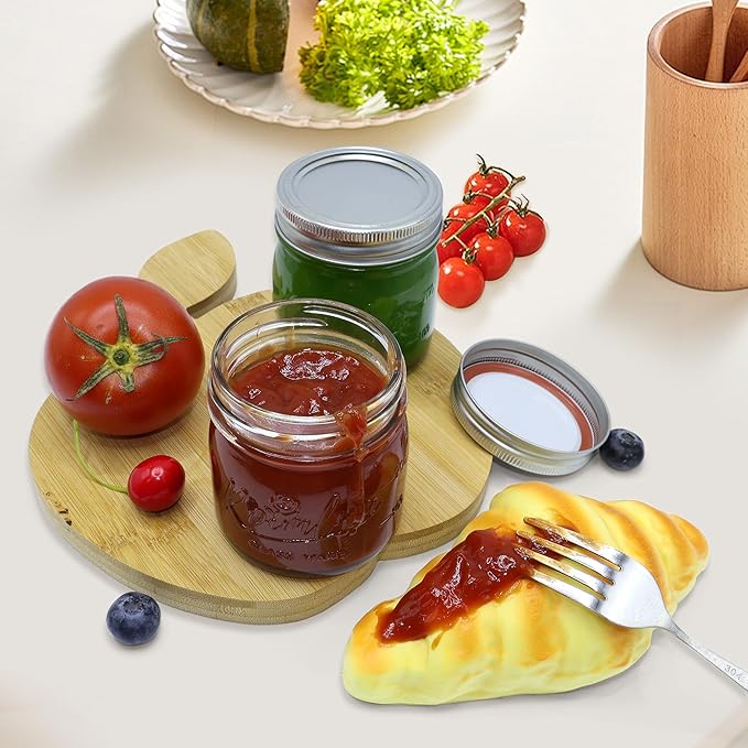 24 Pack 8 oz Mason Jars with Airtight Lids and Bands, Mini Glass Canning Jar for Food Storage Pickling, Regular Half Pint Jar for Kitchen Spice, Jam, Jelly, Overnight Oats, Baby Foods