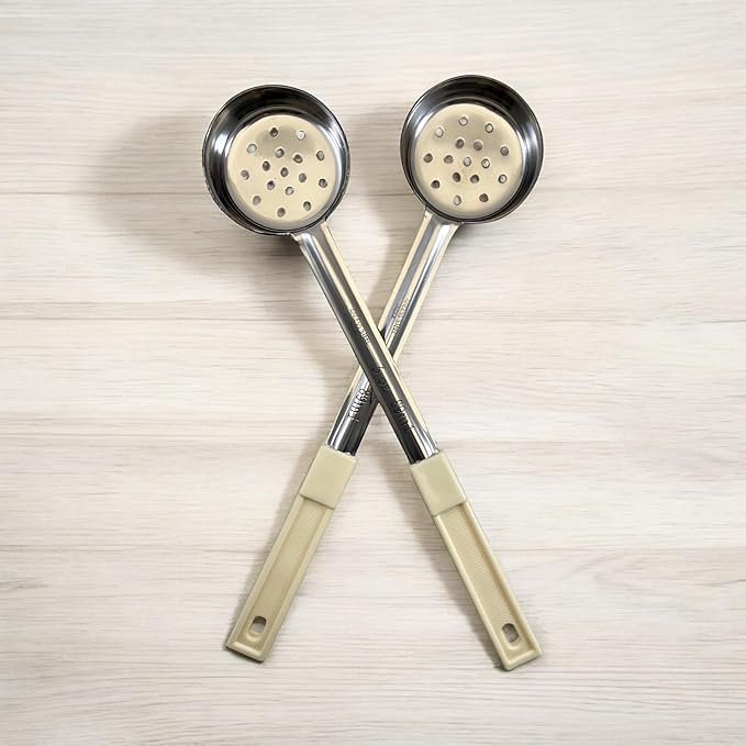 3 Ounce Slotted Stainless Steel Portion Control Ladle Spoon for Measuring and Serving; Commercial Grade Serving Scoops [Pack of 12]