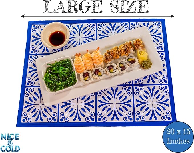 Reusable Freezable Ice Mat for Keeping Food Trays, Cheese Boards, Deli Meat, Veggie Plates, & Sushi Fresh and Cold – Charcuterie Chilling Mat – Perfect for Picnics & Parties!