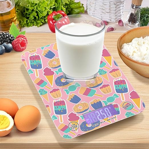 Food Scale Kitchen Scale for Baking Cooking Digital Food Weighing Measuring Scale Small Waterproof Electric Food Scale Dessert Pink