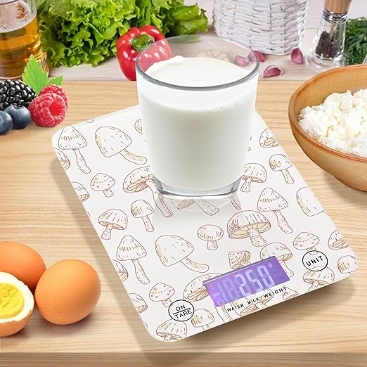Food Scale Kitchen Scale for Baking Cooking Digital Food Weighing Measuring Scale Small Waterproof Electric Food Scale Beige Mushroom