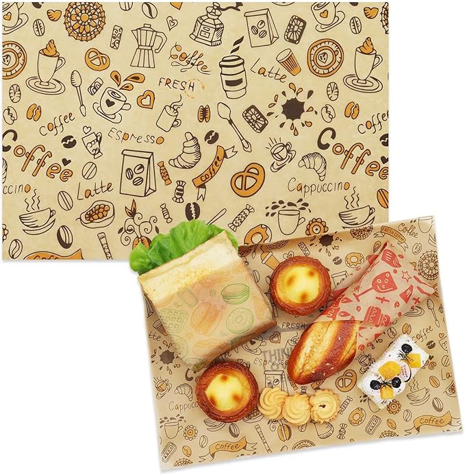 Premium Deli Paper Sheets 8"x12" - 300Pcs Greaseproof Liners for Food Boats, Pre Cut Deli Sandwich Wrappers, Best Kraft Food Wrapping Paper Sheets for Picnic, Festival, Fair or BBQ.