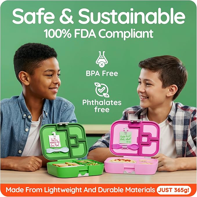Digital kid lunch box box for kids provides ideal portion sizes. This durable lunchbox for girls is a lightweight, simple modern lunch box that is dishwasher-safe and BPA-free, best in Pink.