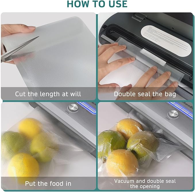 Food Vacuum Sealer Bags Rolls: 6"x20'x1Rolls and 8"x20'x2Rolls and 11"x20'x2Rolls Total 5 Pack Vacuum Sealer Rolls By YISH, Ideal for Food Saver, Seal a Meal, Great for Food Vac Storage or Sous Vide