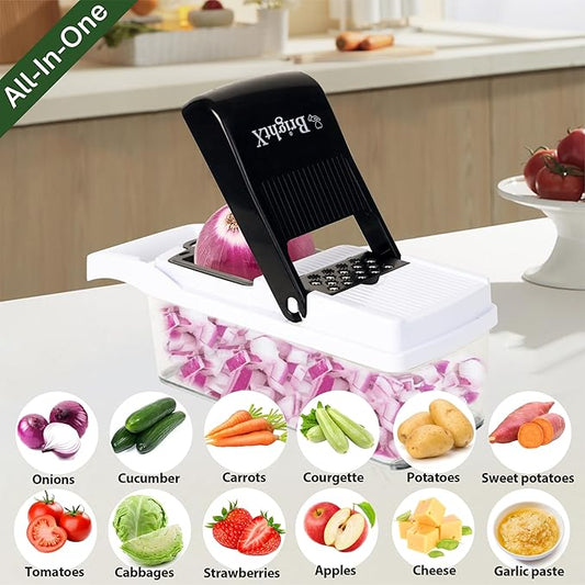 26-in-1 Multi Functional Vegetable Chopper with Container - Chopper Vegetable Cutter, Onion, Veg chopper with Container, Vegetables Slicer, Veggie Cutter, Veggie slicer | Mandoline Slicer, Spiralizer