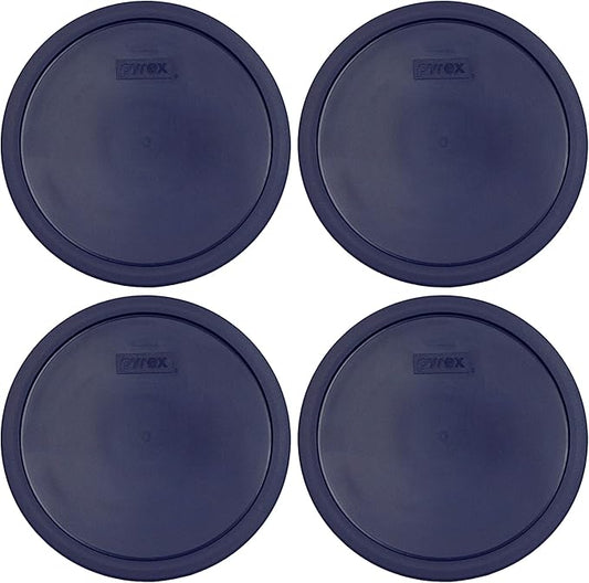 Pyrex 7403-PC Dark Blue 10 Cup (2.5qt) Sculptured Mixing Bowl Plastic Lid, Made in USA - 4 Pack