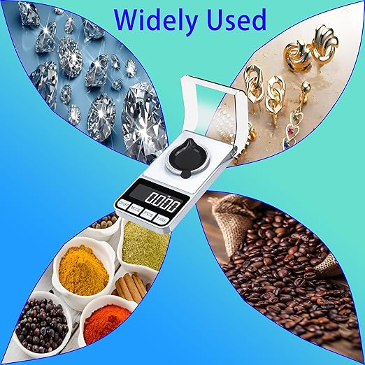 Rechargeable High Precision Digital Milligram Scale 100g/0.001g Jewelry Scale, Gram Scale, Pocket Scale, Food Scale for Powder Medicine, Gold, Gem, Reloading, with 50g Calibration Weigh