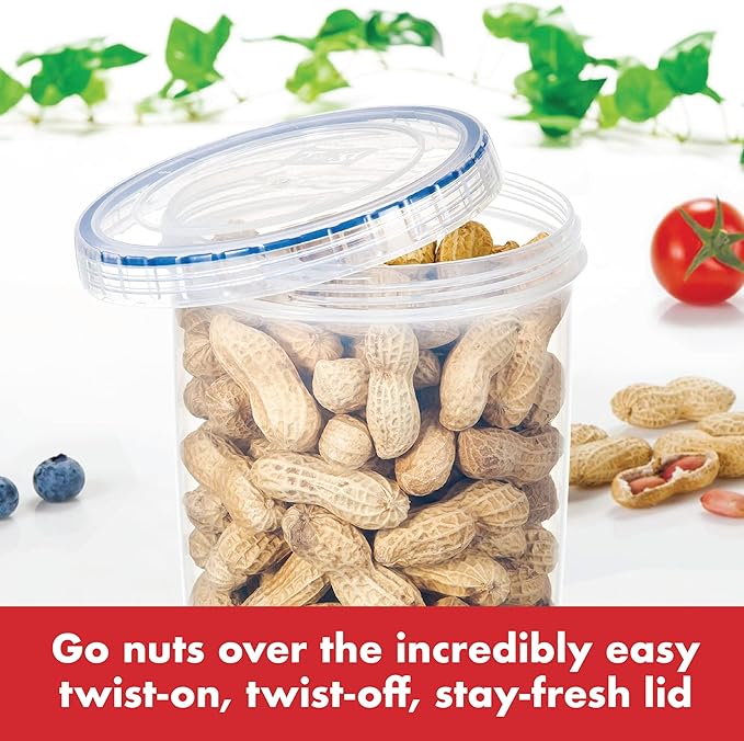 Lock & Lock Easy Essentials Food Storage Bin Set/Airtight Container Lids/BPA-Free/Dishwasher Safe, 20 Piece, Clear