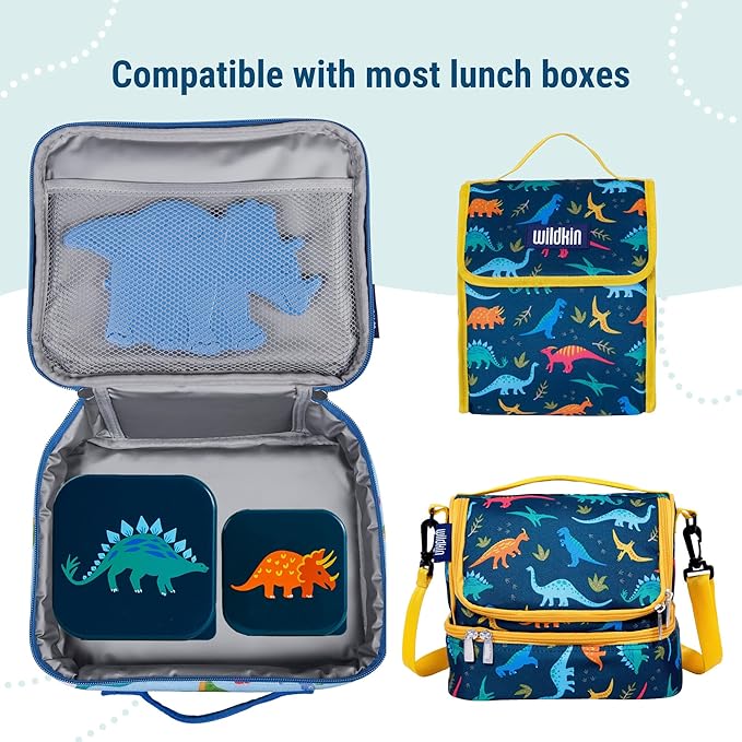 Wildkin Nesting Food Containers for Kids – Stackable, Airtight & Dishwasher Safe - Set of 3 - Jurassic Dinosaurs