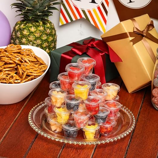 260 Sets - 1 oz Jello Shot Cups, Small Plastic Containers With Lids, Airtight and Stackable Portion Cups for Salad Dressing, Dipping Sauce, Condiments, Lunch, Party, Trips