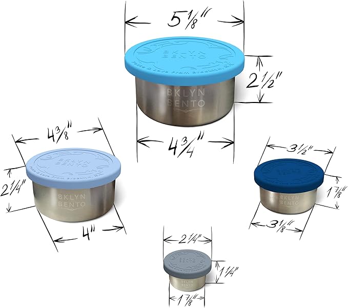 Stainless Steel Food Container With Leak Proof Silicone Lid | Metal Lunch Box | Bento Box | Food Storage | Great For Portion Control [Set of 4]