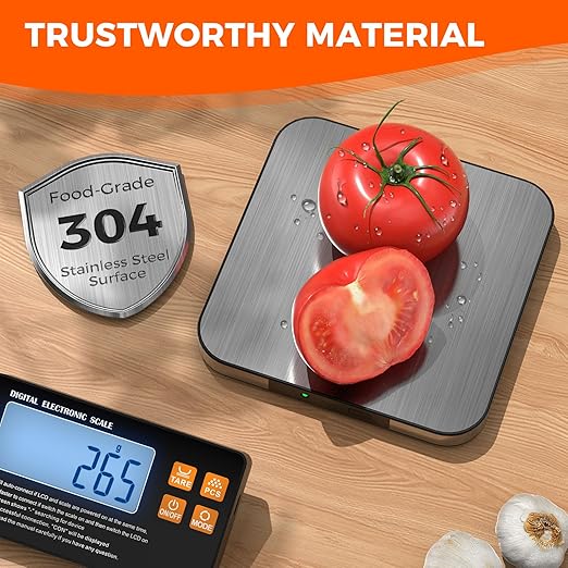 Food Scale with Split Wireless LCD Display, 33lb Digital Kitchen Scale with 7 Units Tare Function, 1g/0.1oz High Accurate Smart Cooking Scale for Baking/Cooking/Meal Prep/Milk/Dieting/Weight Loss