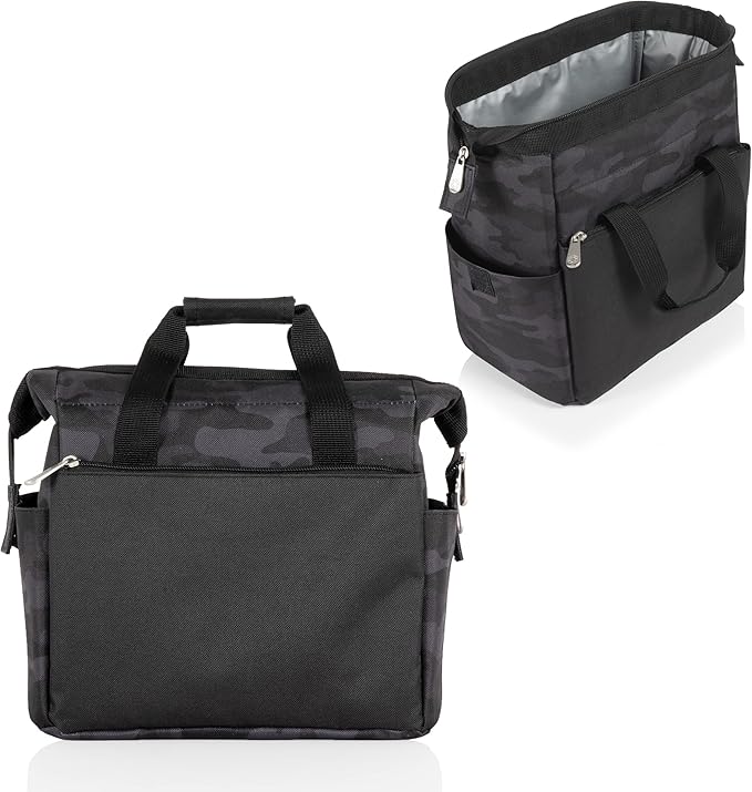 PICNIC TIME - On The Go Lunch Bag - Soft Cooler Lunch Box - Insulated Lunch Bag, (Black Camo)