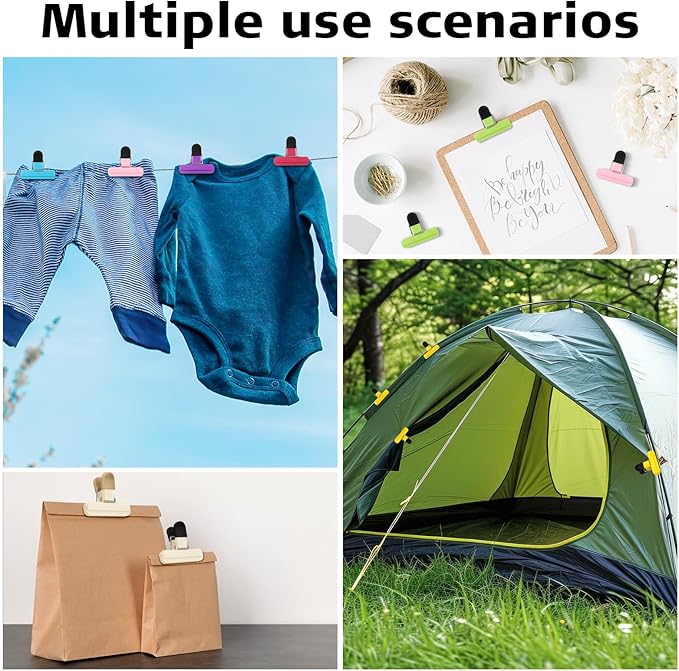20 Pcs Chip Bag Clips Plastic Heavy Duty Food Bag Clips Heavy Seal Grip for Food Storage Snack, 3.07 x 2.56 x 1.46 Inch(Multicolor)