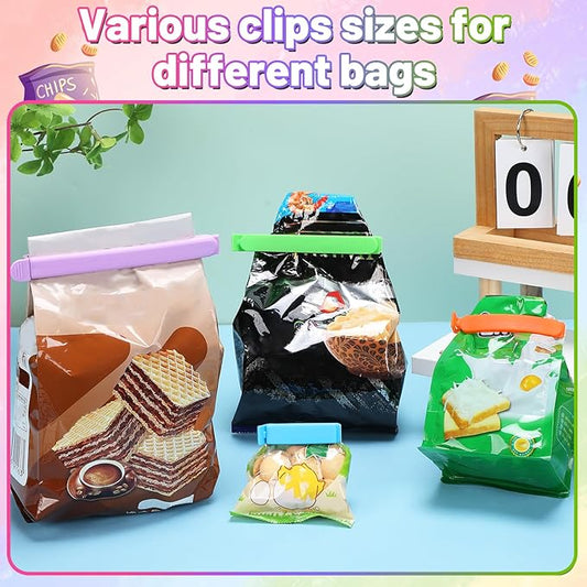 60 PCS 4 Sizes Chip Clips - Plastic Food Bag Storage Clips Bread Clamp Sealer for Home Kitchen Food Fresh Keeping (6.3 in, 5 in, 3.5 in, 2.3 in)