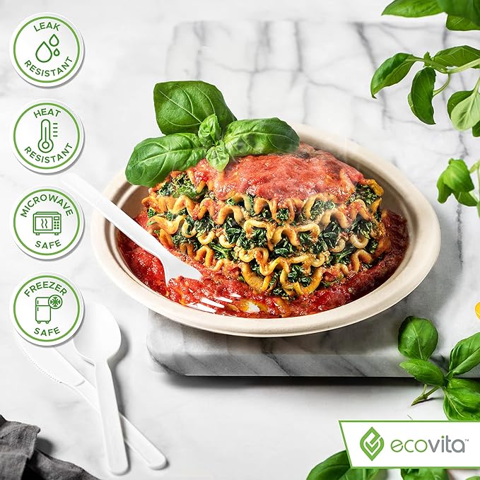 100% Compostable Paper Plates [7 in.] – 150 Disposable Plates Eco Friendly Sturdy Tree Free Liquid and Heat Resistant Alternative to Plastic or Paper Plates