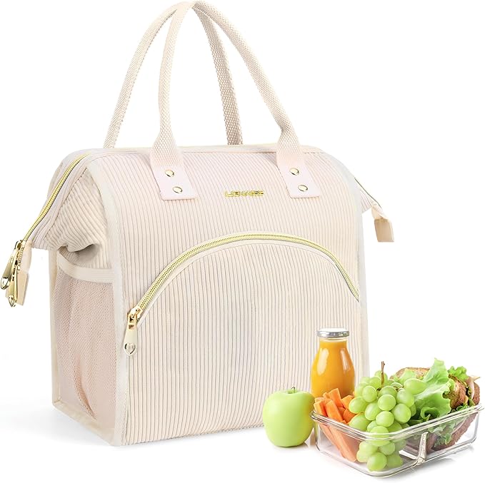 Personalized Initials Lunch Box for Women& Men,Preppy Reusable 10 L Insulated Lunch Bag,Leakproof Large Adults lunch tote Cooler Bags Insulated for Beach,Travel,Work,Picnic-Birthday Gifts（Beige）