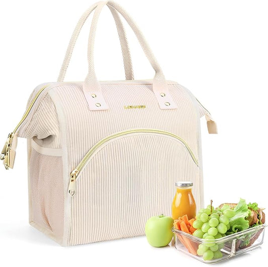 Personalized Initials Lunch Box for Women& Men,Preppy Reusable 10 L Insulated Lunch Bag,Leakproof Large Adults lunch tote Cooler Bags Insulated for Beach,Travel,Work,Picnic-Birthday Gifts（Beige）