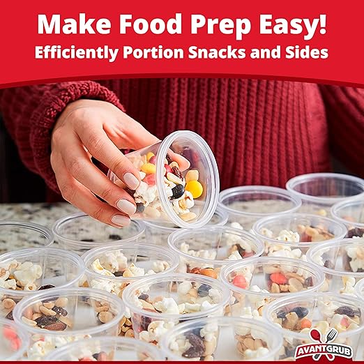 Leakproof BPA-Free 5.5oz Souffle Cups and Lids 500Pk. Stackable Portion Containers for Sampling, Salad Dressing Sauces, Jello Shots. Plastic Food Prep Supplies for Restaurant, Cafe, Catering, Deli.