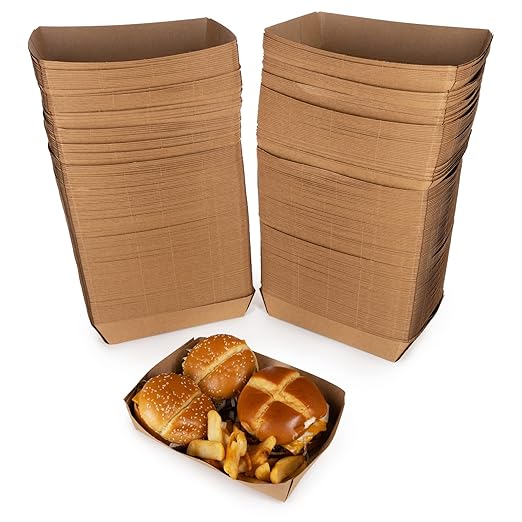 IDL Packaging 10.25" x 7.5" x 2" Kraft Paper Lunch Trays (Pack of 1000) - Food-Safe Poly Coated for Extra Moisture Resistance - Proudly Made in USA - Serving Tray for Fries, Burgers