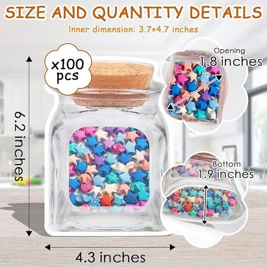 100 pcs Reusable Jar Bags,Small Mason Jar Zipper Sealed Food Storage Bag,4.3"X 6.2" Airtight Seal Ziplock Bags for Kids Cookies Nut Candy Snack Travel Camping Picnic