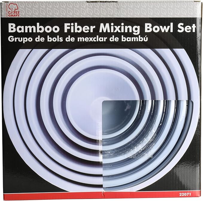 Chef Craft Eco Bamboo Fiber Mixing Bowl Set, 6 Piece Set, Blue