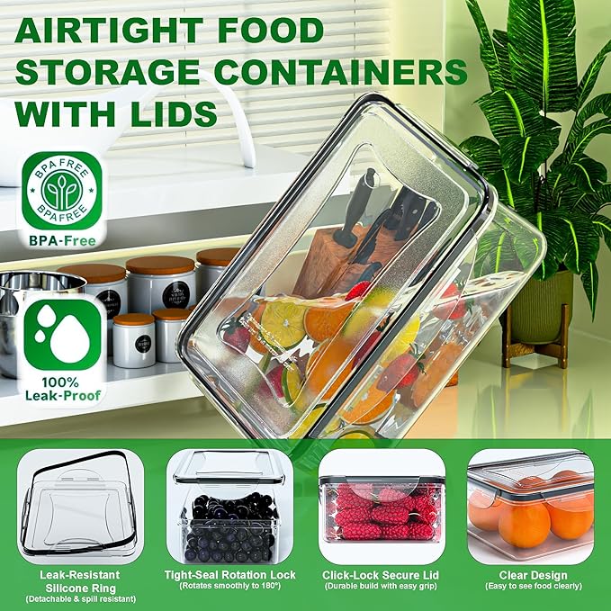 54 Pcs Food Storage Containers with Lids Airtight, (27 Containers &27 Lids) Reusable BPA-Free Plastic Food Containers for Kitchen Organization, Leak Proof Freezer/Microwave Safe Meal Prep Lunch Boxes