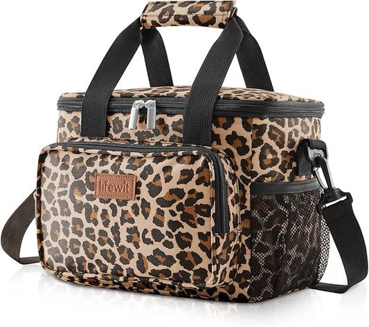 Lifewit Large Lunch Bag Insulated Lunch Box Soft Cooler Cooling Tote for Adult Men Women, Leopard 12-Can (9L)