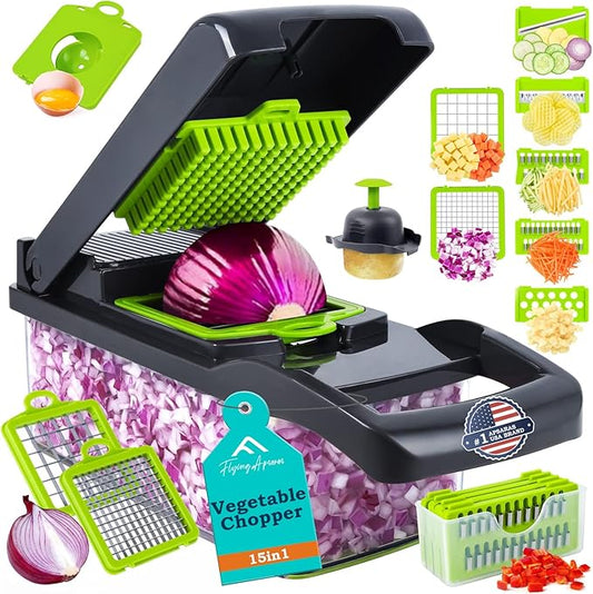 APSARAS USA Pro 15 in1 Vegetable Chopper, Onion Chopper, Food Chopper with Container, Vegetable Cutter & Spiralizer for Onion Salad, Slicer&Spiralizer(Home Essential Gadget&Kitchen) 1.5L