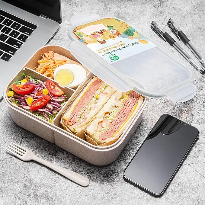 MISS BIG® Bento Box,Bento Box Adult,Lunch Box,Ideal Leak Proof Lunch Containers,No BPAs and No Chemical Dyes Bento Lunch Box,Dishwasher and Microwave Safe Lunch Containers for Adults(1900ml White)