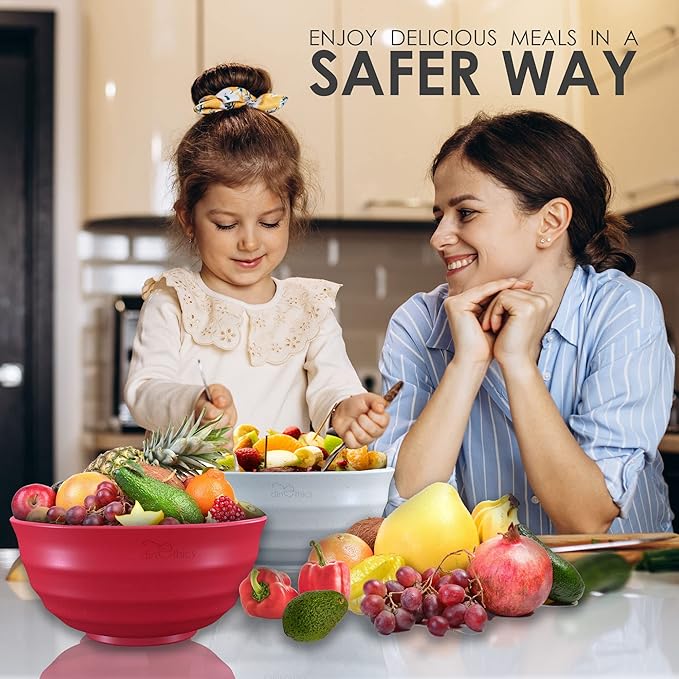 6 Wheat Straw Bowls 60 OZ - Large for Eating, Soup, Salad, Serving, Mixing, Cereal, Ramen, Rice, Popcorn - Microwave Safe