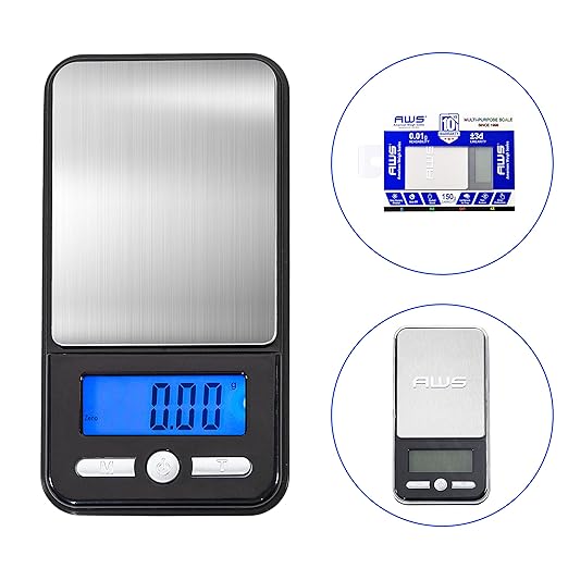 American Weigh Scales High Precision LCD Mini Pocket Weight Scale Back-lit LCD Display (AC 150) 150 G x 0.01 G