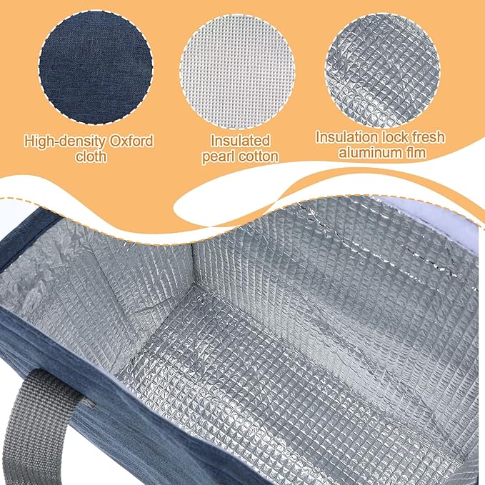 12 Pack Lunch Bags Bulk,Insulated Reusable Lunch Bags with Aluminum for Women Men,Leakproof Tote Large Lunch Box for Office,Work,Beach or Travel,Multicolor