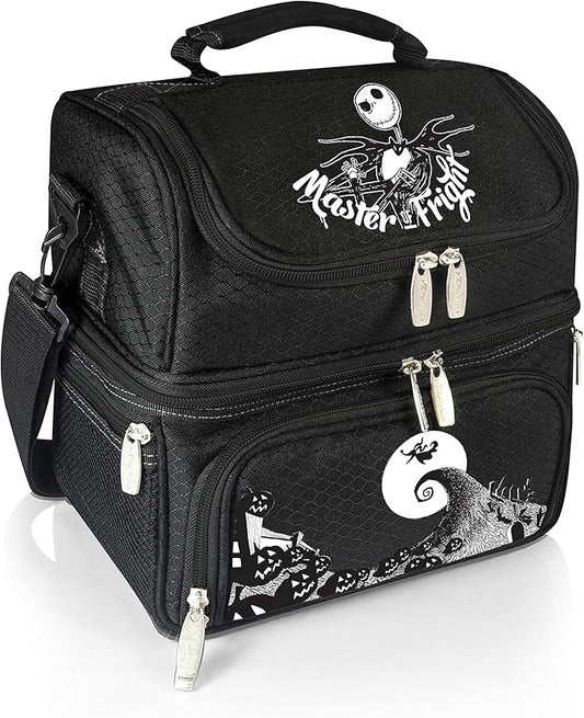 PICNIC TIME Disney Nightmare Before Christmas Jack Pranzo Lunch Bag, Insulated Lunch Box with Utensil Set, Lunch Cooler Bag, (Black), 11 x 7.5 x 12