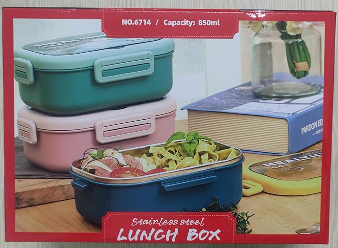 Lille Home 28oz Stainless Steel Leakproof 2-Compartment Bento Lunch Box/Portion Control Food Container with Lunch Bag and Cutlery Set, BPA Free