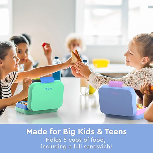 Bentgo Pop - Leak-Proof Lunch Box & Removable Divider for Ages 8+ & Teens - Lunch Container Holds 5 Cups of Food; 3-4 Compartments; Microwave/Dishwasher Safe; 2 Year Warranty (Periwinkle/Pink)