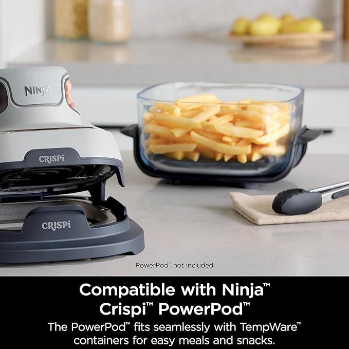 Ninja 2.5 QT TempWare Glass Container with Storage lid, Compatible Crispi Portable Cooking System, Microwave, Freezer and Dishwasher Safe, PFAS Free Glass Cooking Surface