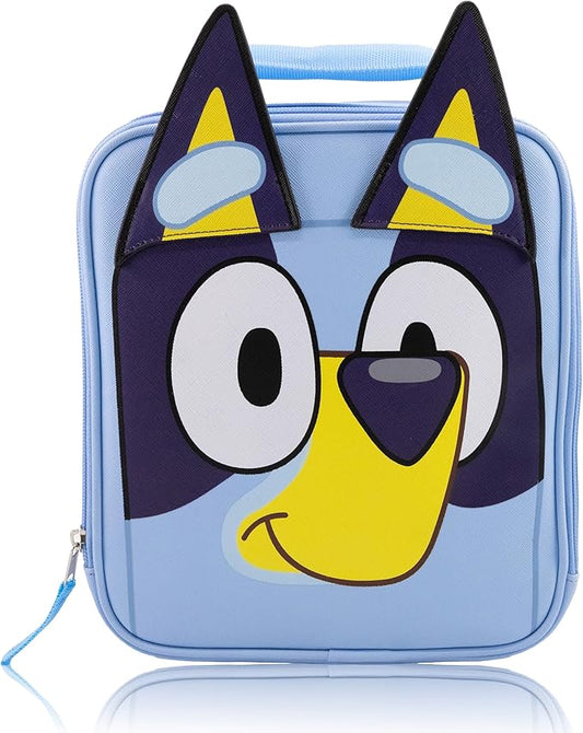Fast Forward Bluey Lunch Box for Kids | PU Leather Insulated Lunch Bag Lunch Box for Boys, Girls, Unisex, Toddlers | Bluey Blue Reusable Lunchbox