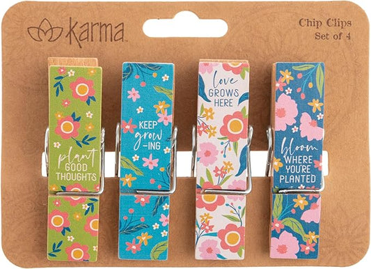 Karma Chip Clips - Colorful and Fun Potato Chip Bag Clips - Floral