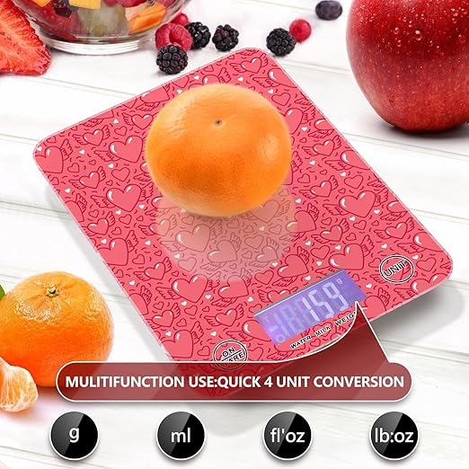 Food Scale Kitchen Scale Food Scales Digital Weight Grams and Ounces Small Electronic Food Scale for Baking Cooking Red Hearts