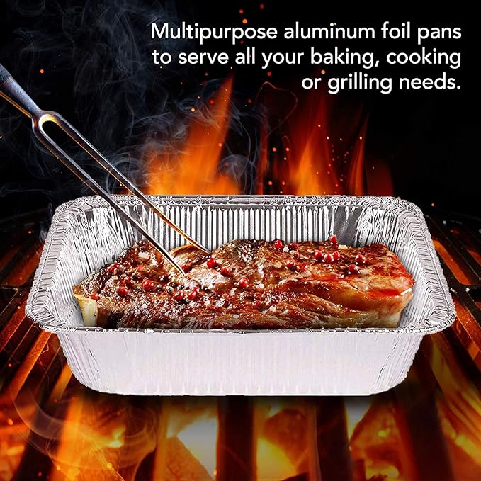 Stock Your Home 9x13 Aluminum Pans (20 Pack) - Disposable & Recyclable Foil Tray- Half Size Steam Table Deep Pans - Tin Foil Pans for Cooking, Heating, Storing, Prepping Food, BBQ, Grilling, Catering
