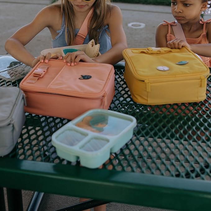 Parker Kids Insulated Waterproof Lunch Box for Children - Customizable Lunch Bag with Durable Hook and Loop Patches, Easy-Open Zippers, Water Bottle Buckle - Canary