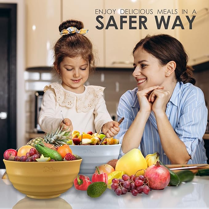 6 Wheat Straw Bowls 60 OZ - Microwave Safe Bowls - Big Bowls For Kitchen - Extra Large Cereal Bowls - Large Soup Bowls Set Of 6 - Replace Large Plastic Bowl - Deep Bowls For Soup Salad Rice