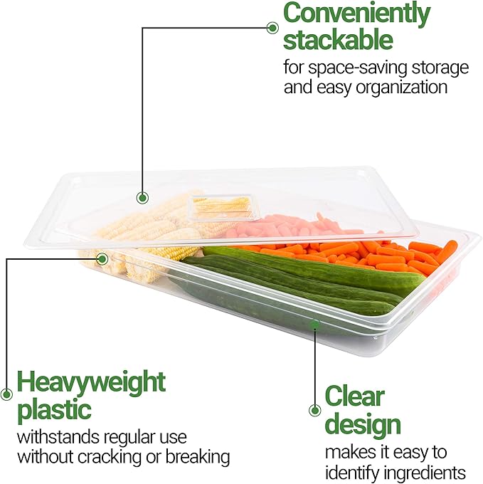 Restaurantware-2.5 Inch Deep Food Pans, 1 Full Size Commercial Food Storage Container - Freezable, Break-Resistant, Clear Plastic Cold Pans, Dishwashable, For Kitchens, Restaurants, Or Cafeterias