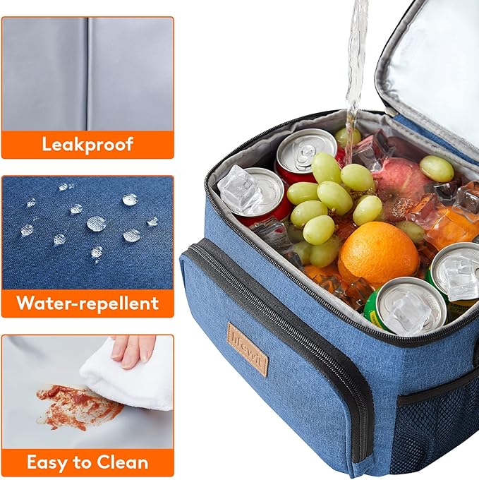 Lifewit Reusable Insulated Lunch Bag for Men, Lunch Box Women, Portable Cooler Freezable Soft Lunchbox Leakproof with Adjustable Shoulder Strap for Adult for Work Picnic or Travel, Dark Blue 9L