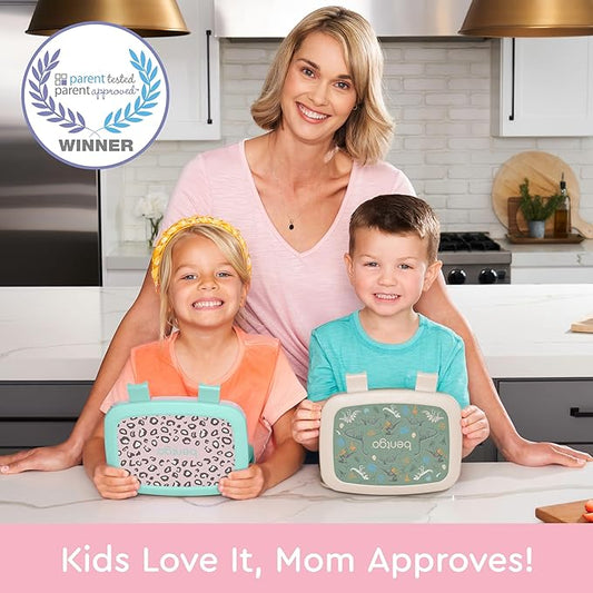 Bentgo Kids Prints Leak-Proof, 5-Compartment Bento-Style Kids Lunch Box - Ideal Portion Sizes for Ages 3-7, Durable, Drop-Proof, Dishwasher Safe, & Made with BPA-Free Materials (Leopard)